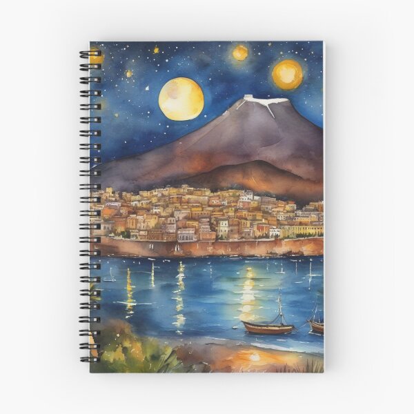 Item preview, Starry Night over Mount Etna Sicily Watercolor Painting designed and sold by UmSkelig834.