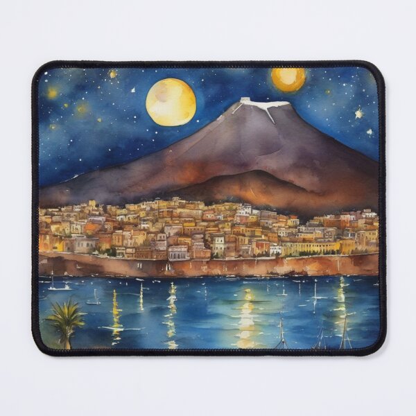 Item preview, Starry Night over Mount Etna Sicily Watercolor Painting designed and sold by UmSkelig834.