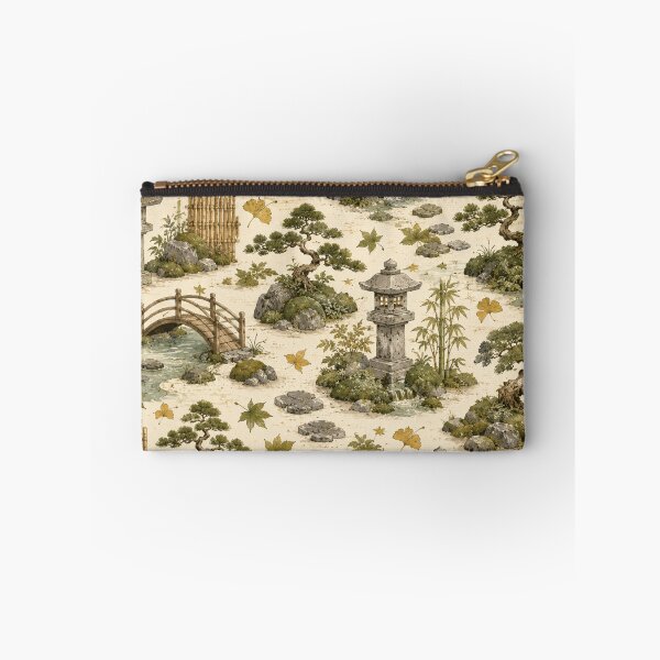 Item preview, Japanese Zen Garden Seamless Pattern – Stone Lantern, Bridge & Bonsai Landscape designed and sold by Siti Hoiriyah.