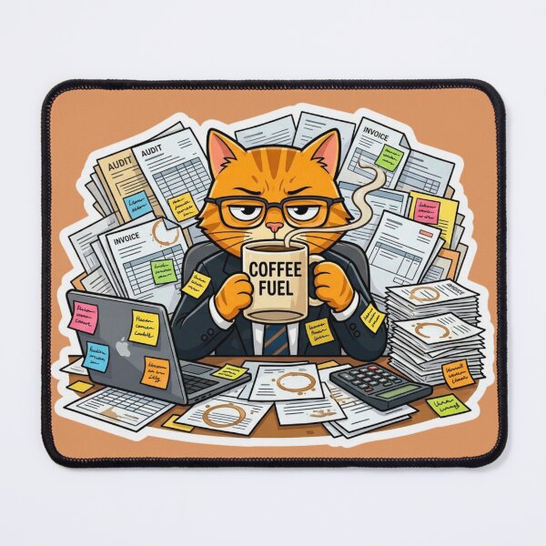 Item preview, Coffee First, Deadlines Later Office Cat designed and sold by HAPPY HARBOR DESIGN .