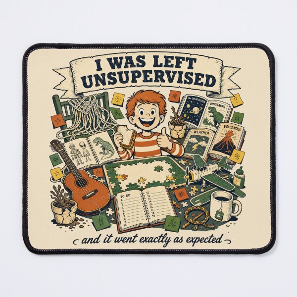 Item preview, I Was Left Unsupervised Illustration ADHD Humor t-shirt designed and sold by Mosidrip.