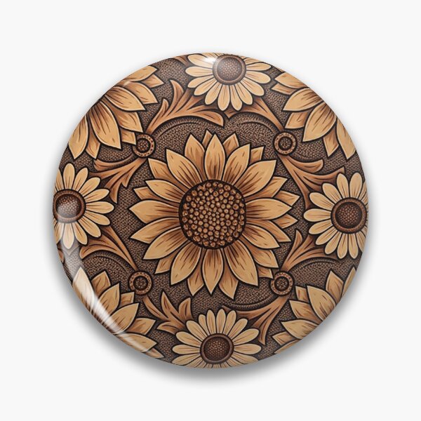 Item preview, Sun-Kissed Saddle: Ornate Sunflower Leather Pattern designed and sold by LiveLearnCreate.