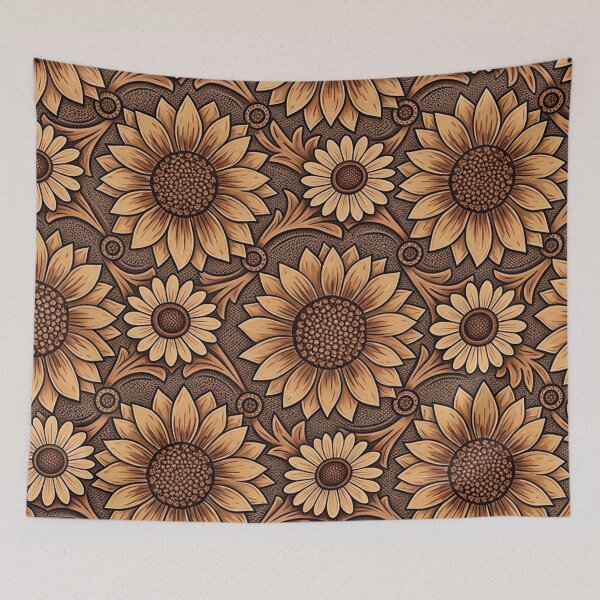 Item preview, Sun-Kissed Saddle: Ornate Sunflower Leather Pattern designed and sold by LiveLearnCreate.