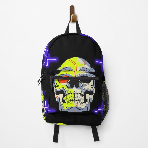 Item preview, Neon-style skull with glowing crosses designed and sold by BoldcreationsM.