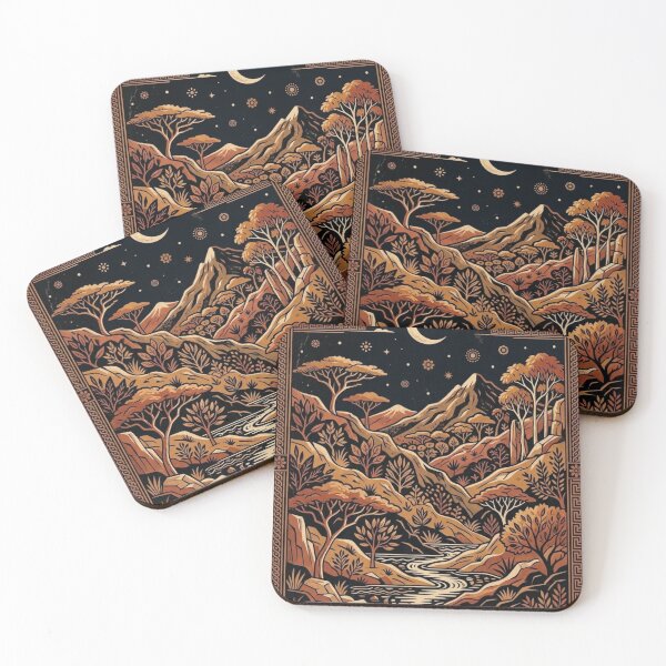 Item preview, EPIC GREEK NIGHT LANDSCAPE WITH RIVER, MOUNTAINS AND MOON designed and sold by Curiosiart.