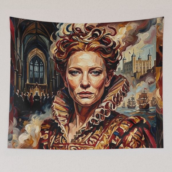Item preview, Elizabeth Retro Historical Drama Royal Biopic Tribute Art Movie Poster designed and sold by Art's Diner.