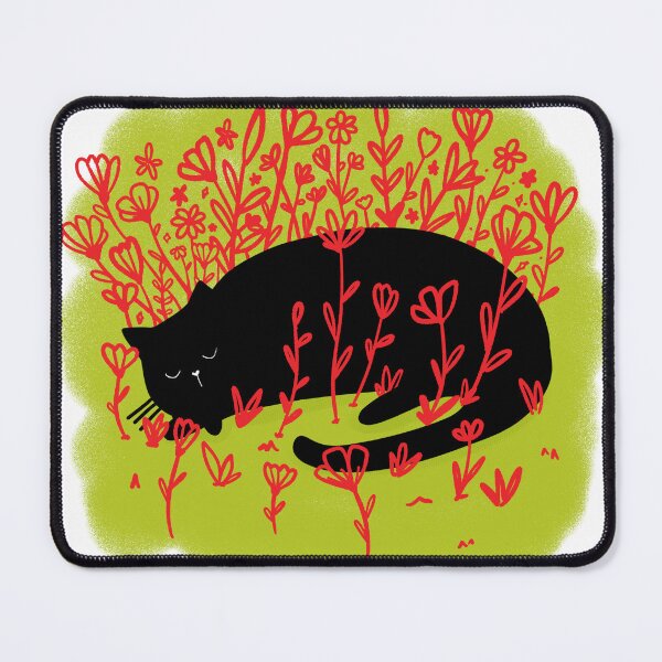 Item preview, Peaceful Cat Sketch in Grass and flowers designed and sold by Stephanie McRae.