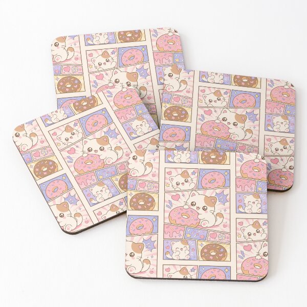 Item preview, Kawaii Cat Donut Comic Panels designed and sold by Gift Phrase Studio.