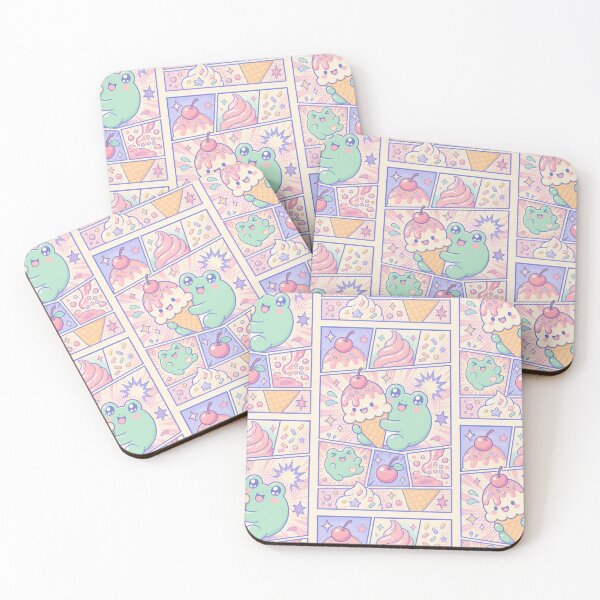 Item preview, Kawaii Frog Ice Cream Comic Panels designed and sold by Gift Phrase Studio.