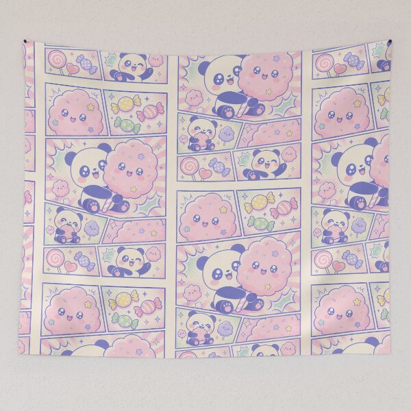 Item preview, Kawaii Panda Cotton Candy Comic Panels designed and sold by Gift Phrase Studio.
