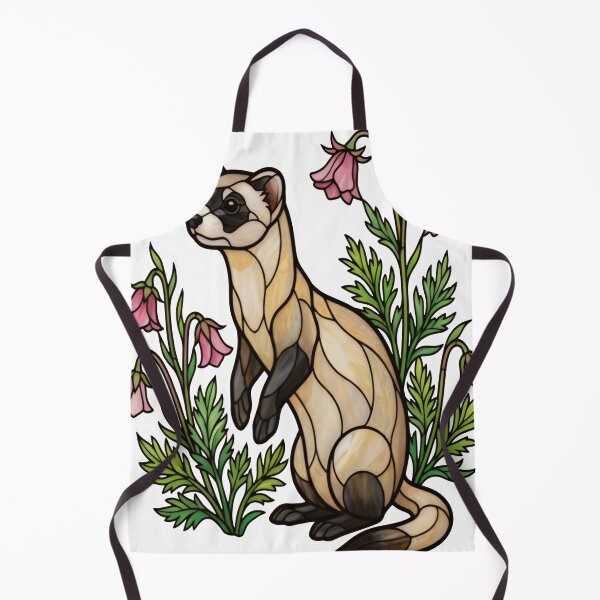 Item preview, Stained Glass Ferret and Pink Bell Flowers Botanical Art designed and sold by Vitreous-Fauna.