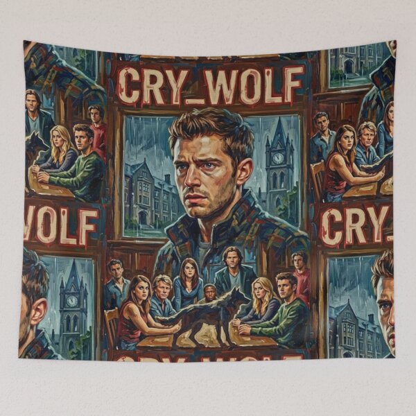 Item preview, Cry Wolf Retro Slasher Mystery Horror Tribute Art Movie Poster designed and sold by Art's Diner.