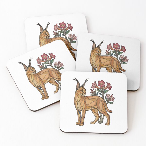 Item preview,  Stained Glass Caracal Wild Cat and Desert Rose designed and sold by Vitreous-Fauna.