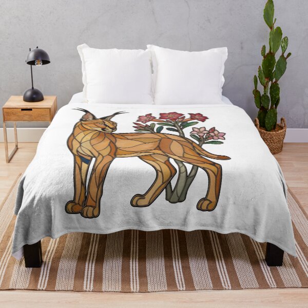 Item preview, Stained Glass Caracal Wild Cat and Desert Rose designed and sold by Vitreous-Fauna.