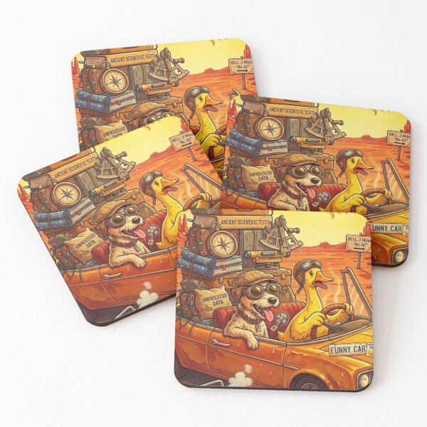 Item preview, Funny Dog Duck Desert Heat Retro Road Trip Poster Art designed and sold by Fatomfatom.