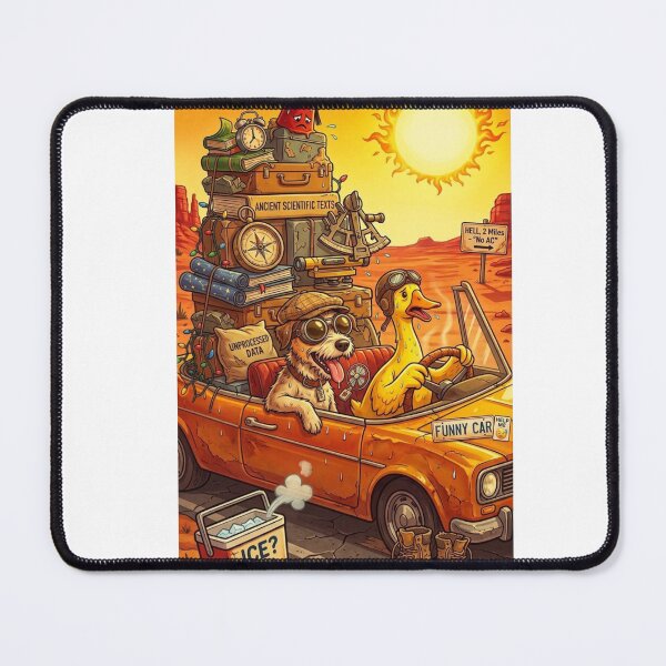 Item preview, Funny Dog Duck Desert Heat Retro Road Trip Poster Art designed and sold by Fatomfatom.