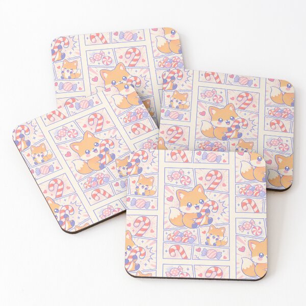 Item preview, Kawaii Fox Candy Cane Pop Panels designed and sold by Magmashup.