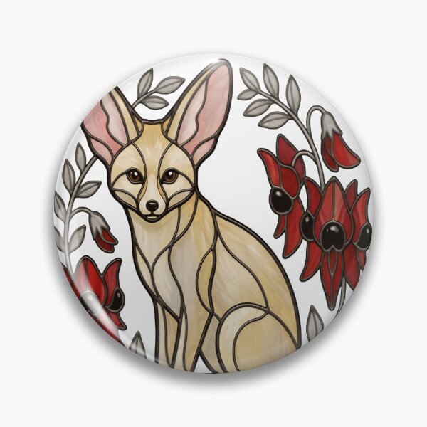 Item preview, Stained Glass Fennec Fox and Desert Pea Flowers designed and sold by Vitreous-Fauna.
