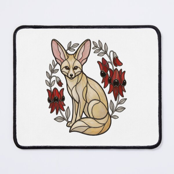 Item preview, Stained Glass Fennec Fox and Desert Pea Flowers designed and sold by Vitreous-Fauna.