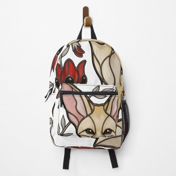 Item preview, Stained Glass Fennec Fox and Desert Pea Flowers designed and sold by Vitreous-Fauna.