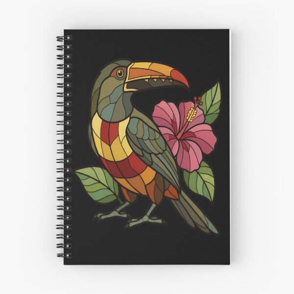 Item preview, Stained Glass Tropical Toucan and Pink Hibiscus designed and sold by Vitreous-Fauna.