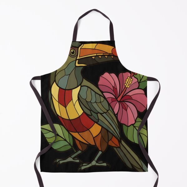 Item preview, Stained Glass Tropical Toucan and Pink Hibiscus designed and sold by Vitreous-Fauna.