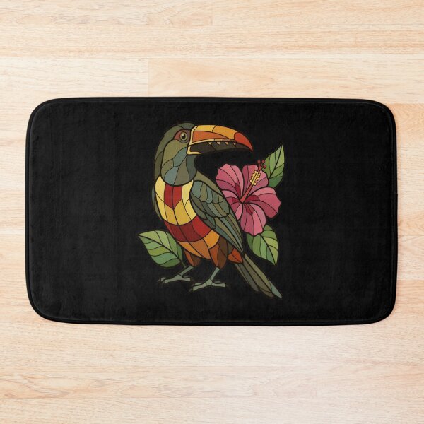 Item preview, Stained Glass Tropical Toucan and Pink Hibiscus designed and sold by Vitreous-Fauna.
