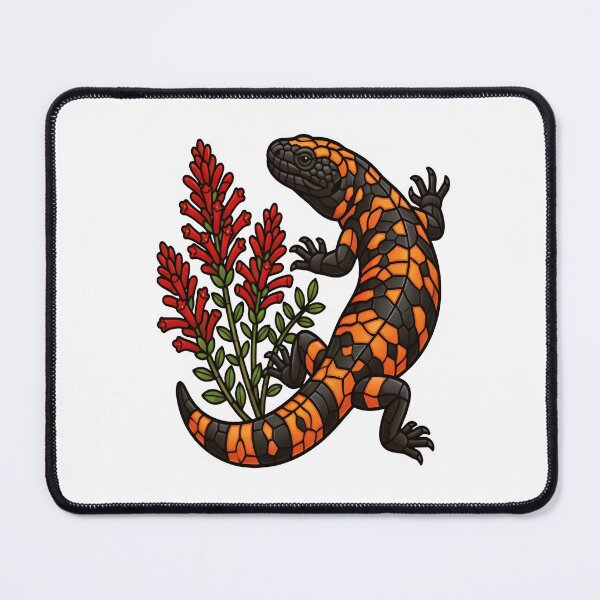 Item preview, Stained Glass Gila Monster and Red Desert Flora designed and sold by Vitreous-Fauna.
