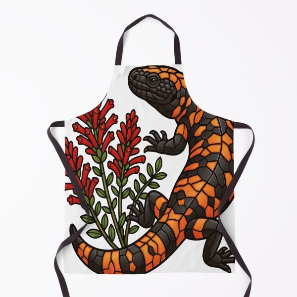 Item preview, Stained Glass Gila Monster and Red Desert Flora designed and sold by Vitreous-Fauna.
