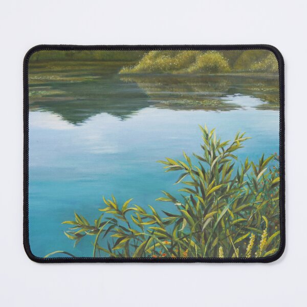 Item preview, Serene Blue Lake and Green Foliage - Nature Fine Art designed and sold by HaedamArt.