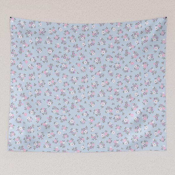 Item preview, Tiny Pastel Floral Seamless Pattern | Cottagecore Ditsy Flower Print on Soft Blue designed and sold by RJACreative.