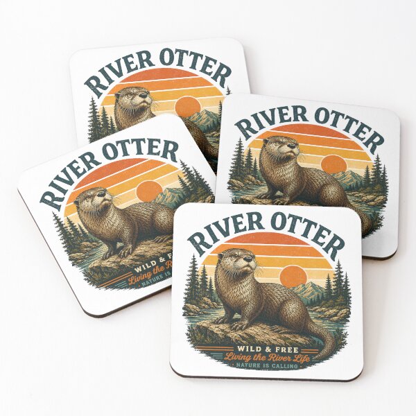 Item preview, River Otter Wild & Free Vintage Sunset Nature Design designed and sold by PawverseDesigns.