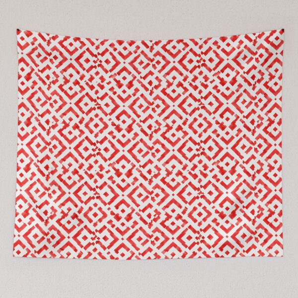 Item preview, Striking Red and White Geometric Lattice Pattern designed and sold by zenjiinspired.