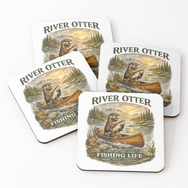 Item preview, River Otter Fishing Life Vintage Outdoor Design designed and sold by PawverseDesigns.