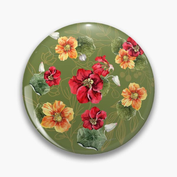 Item preview, Watercolor Nasturtium Floral Pattern - Red Orange Yellow Botanical Art designed and sold by TurquoiseBird.