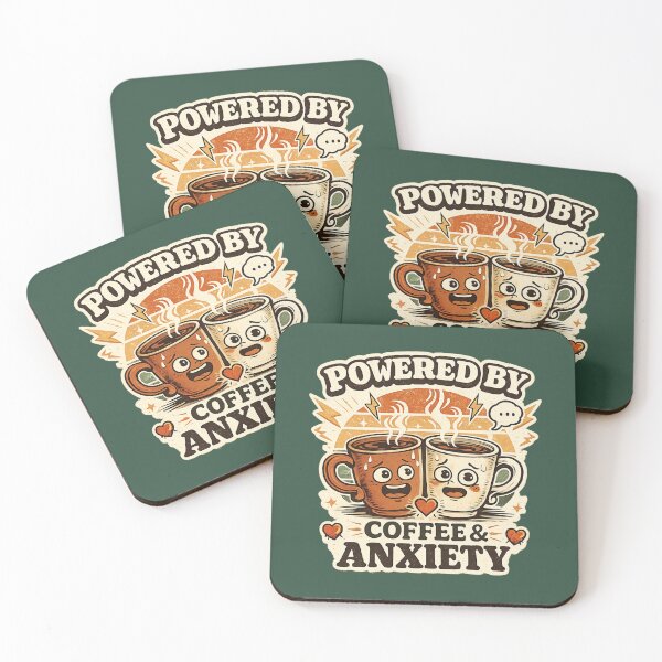 Item preview, Powered by Coffee & Anxiety Retro designed and sold by piketo.