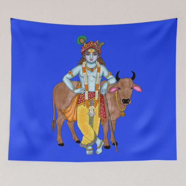 Item preview, Lord Krishna Artwork | Divine Hindu God Digital Painting Illustration designed and sold by Harshit_Digital_Arts.