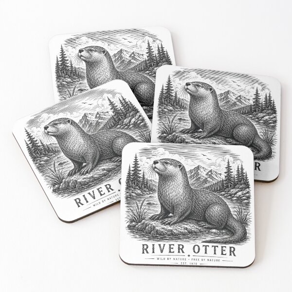 Item preview, River Otter Woodcut Vintage Wildlife Engraving Design designed and sold by PawverseDesigns.