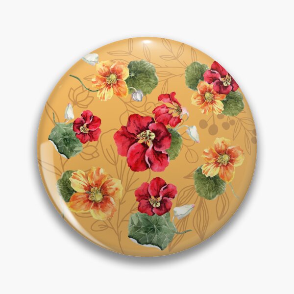 Item preview, Watercolor Nasturtium Floral Pattern - Red Orange Yellow Botanical Art designed and sold by TurquoiseBird.