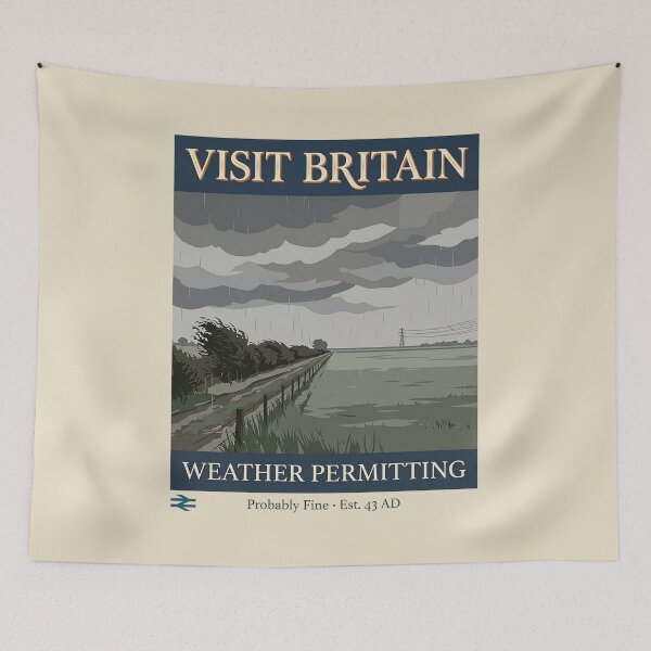 Item preview, Visit Britain Weather Permitting Probably Fine – Funny British Humor Gift designed and sold by Velustro Shop.