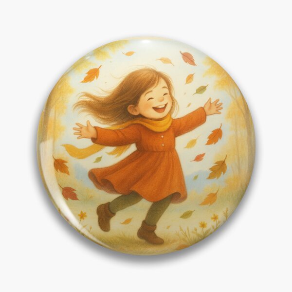 Item preview, Growing up Happy, Dancing in the Wind – Autumn Kids Illustration designed and sold by FunscapeHQ.