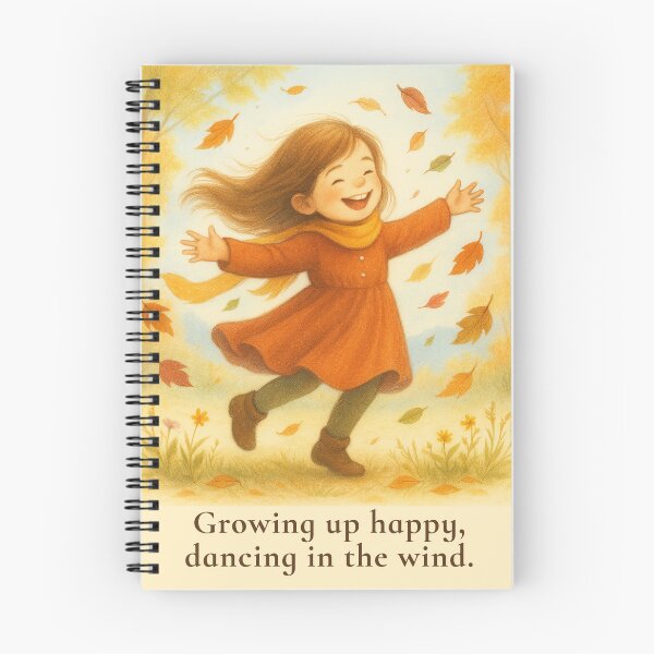 Item preview, Growing up Happy, Dancing in the Wind – Autumn Kids Illustration designed and sold by FunscapeHQ.