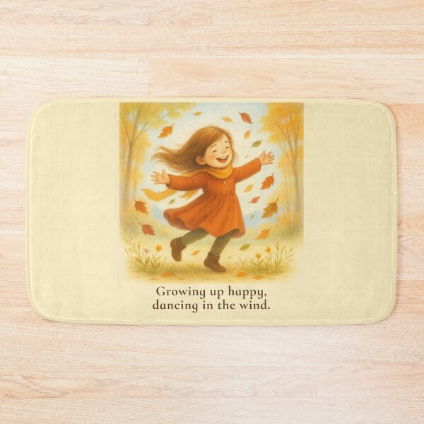 Item preview, Growing up Happy, Dancing in the Wind – Autumn Kids Illustration designed and sold by FunscapeHQ.