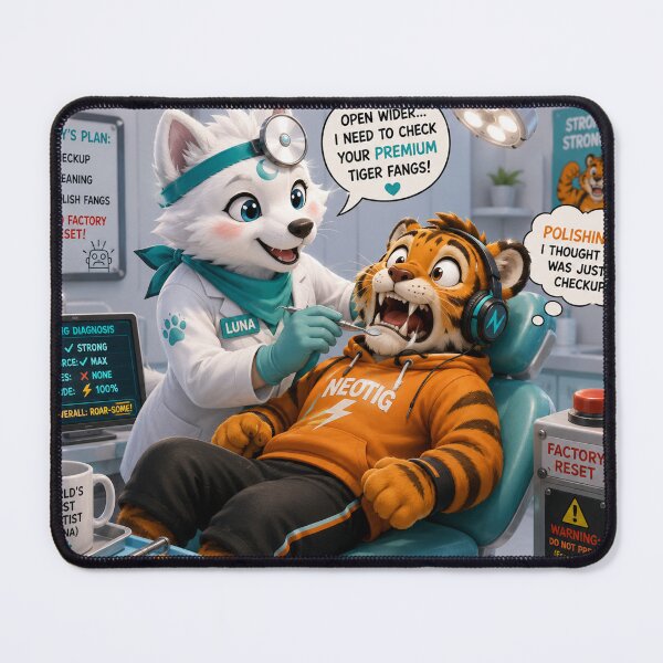 Item preview, Funny Dentist Tiger Wolf Checkup Humor Gift Dental Mug Coworker Art NeoTigLuna designed and sold by NeoTigLuna.