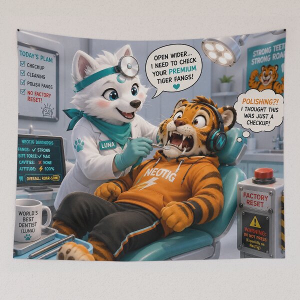 Item preview, Funny Dentist Tiger Wolf Checkup Humor Gift Dental Mug Coworker Art NeoTigLuna designed and sold by NeoTigLuna.