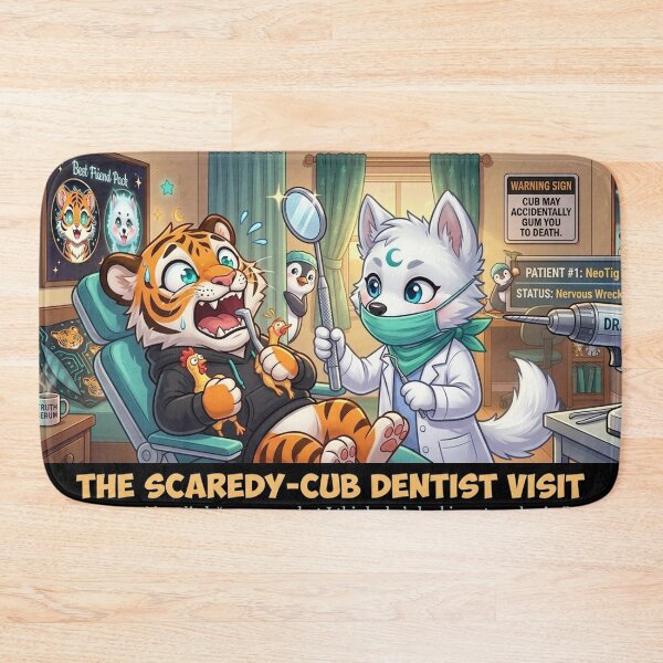 Item preview, Funny Dentist Fear Tiger Wolf Doctor Humor Gift Dental Anxiety Art NeoTigLuna designed and sold by NeoTigLuna.