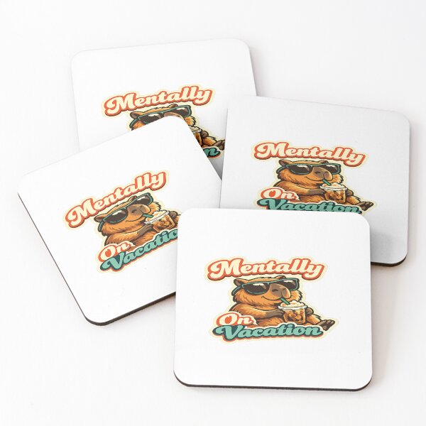 Item preview, Mentally On Vacation Funny Capybara Sticker | Cute Coffee Lover Retro Summer Meme Design designed and sold by sosservice.