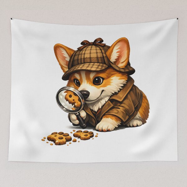Item preview, Detective Corgi Investigating the Case of the Missing Cookies Premium Illustration designed and sold by builtforyou.