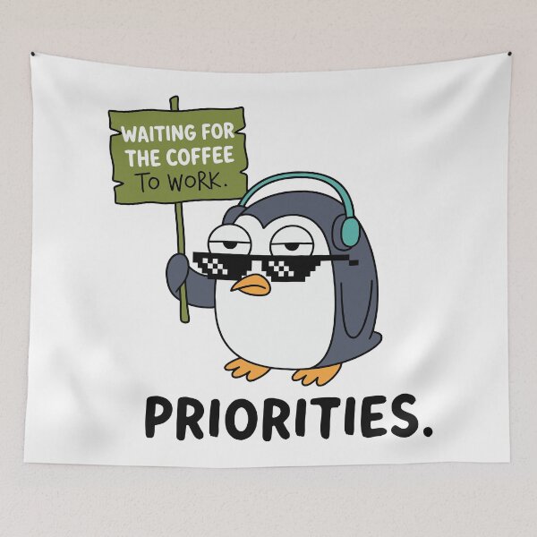 Item preview, Waiting For Coffee To Work Tired Penguin designed and sold by Amir Faysal.