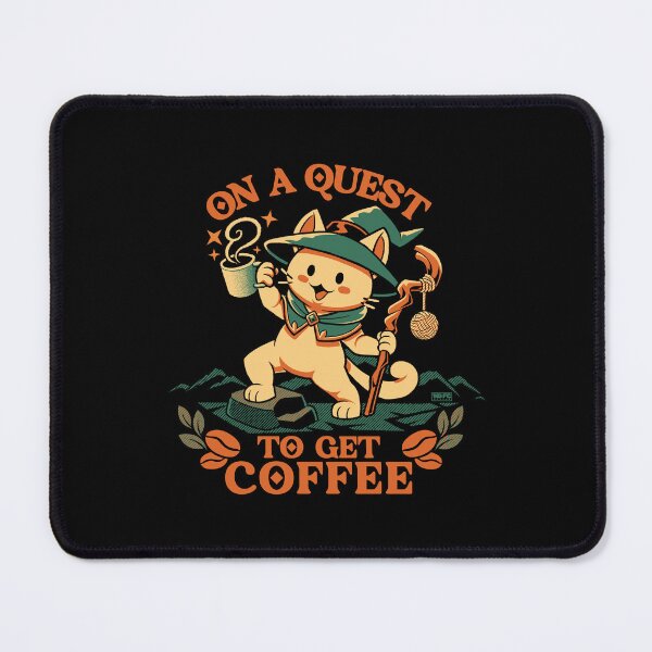 Item preview, On a Quest To Find Coffee (Sepia) designed and sold by World Domination For Cats ®.